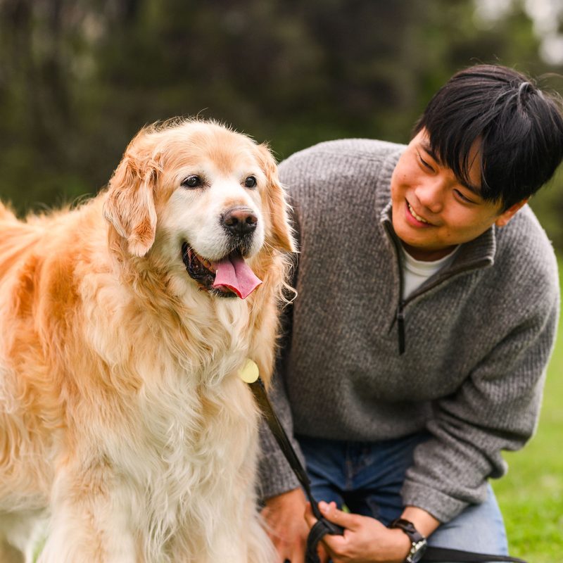 Don smiling with Lucky